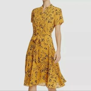 Nanette Lepore Floral Sash Belt Pintuck Shirtdress